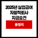 2025년 실업급여 자발적퇴사 지급요건