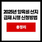 2025년 양육비 선지급제 시행 신청방법 