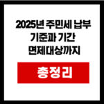 2025년 주민세 납부기준과 기간 그리고 면제대상까지 총정리