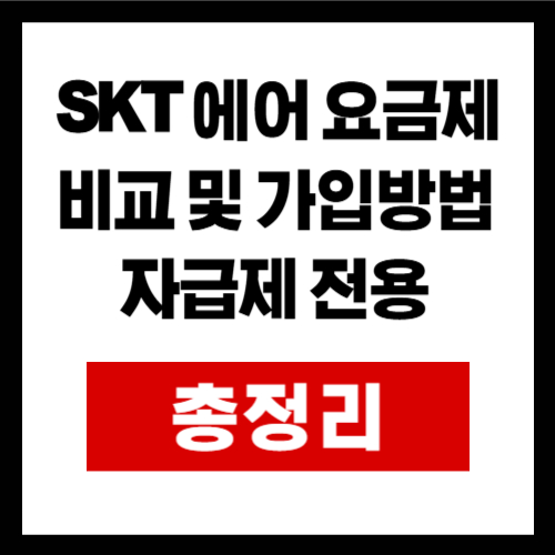 SKT 에어 요금제 비교 및 가입방법  자급제 전용